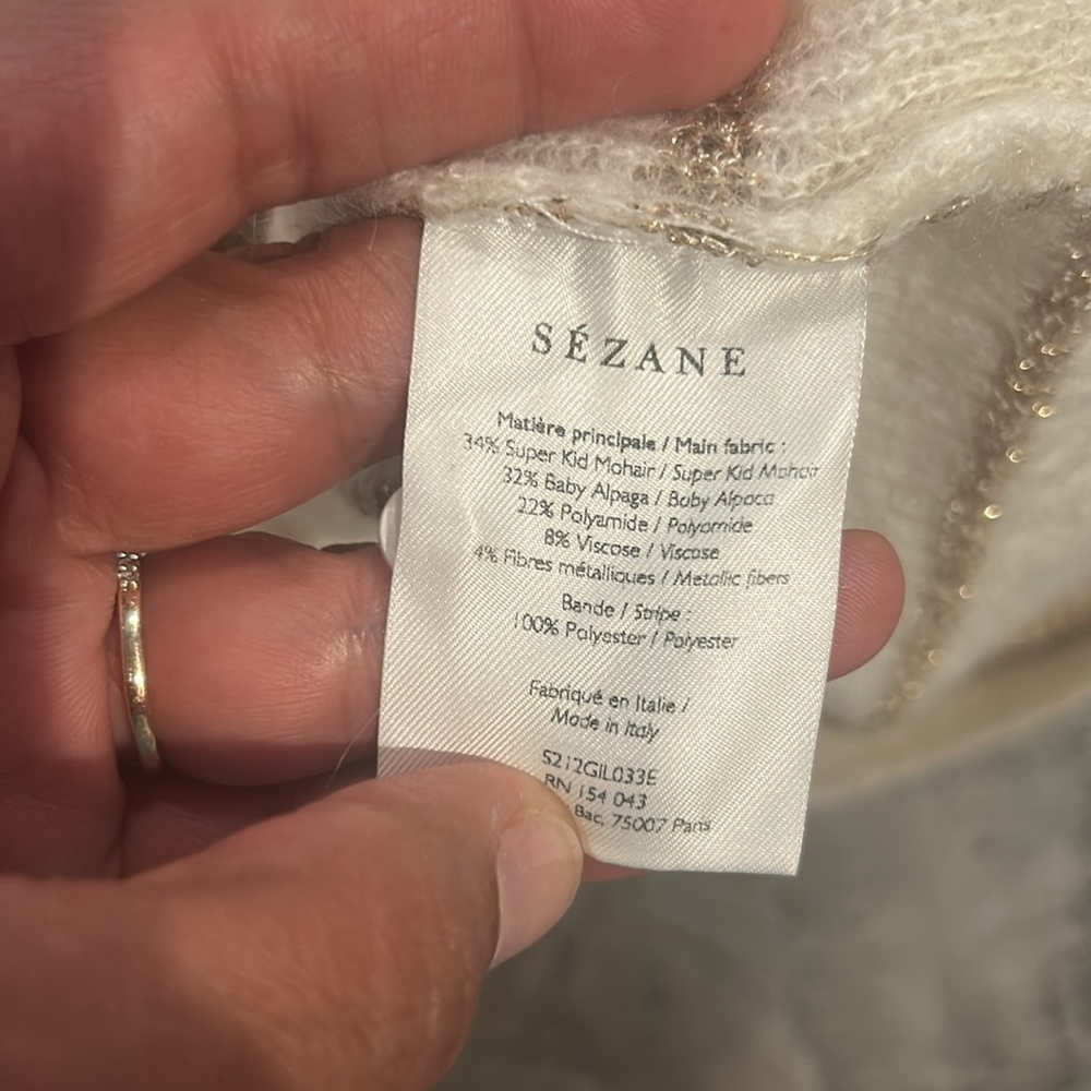 Sèzane Gaspard Mohair Wool Cardigan ecru/gold size M - Picture 8 of 9
